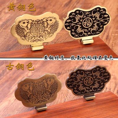 黄铜加厚如意匾托云托覆古壁画字画托框中式招牌挂墙实木牌匾挂钩