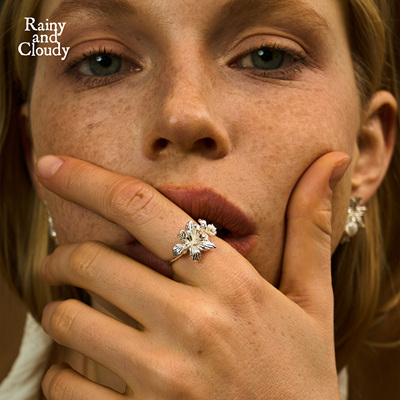 鸢尾页｜双花戒指硕朵开口戒指