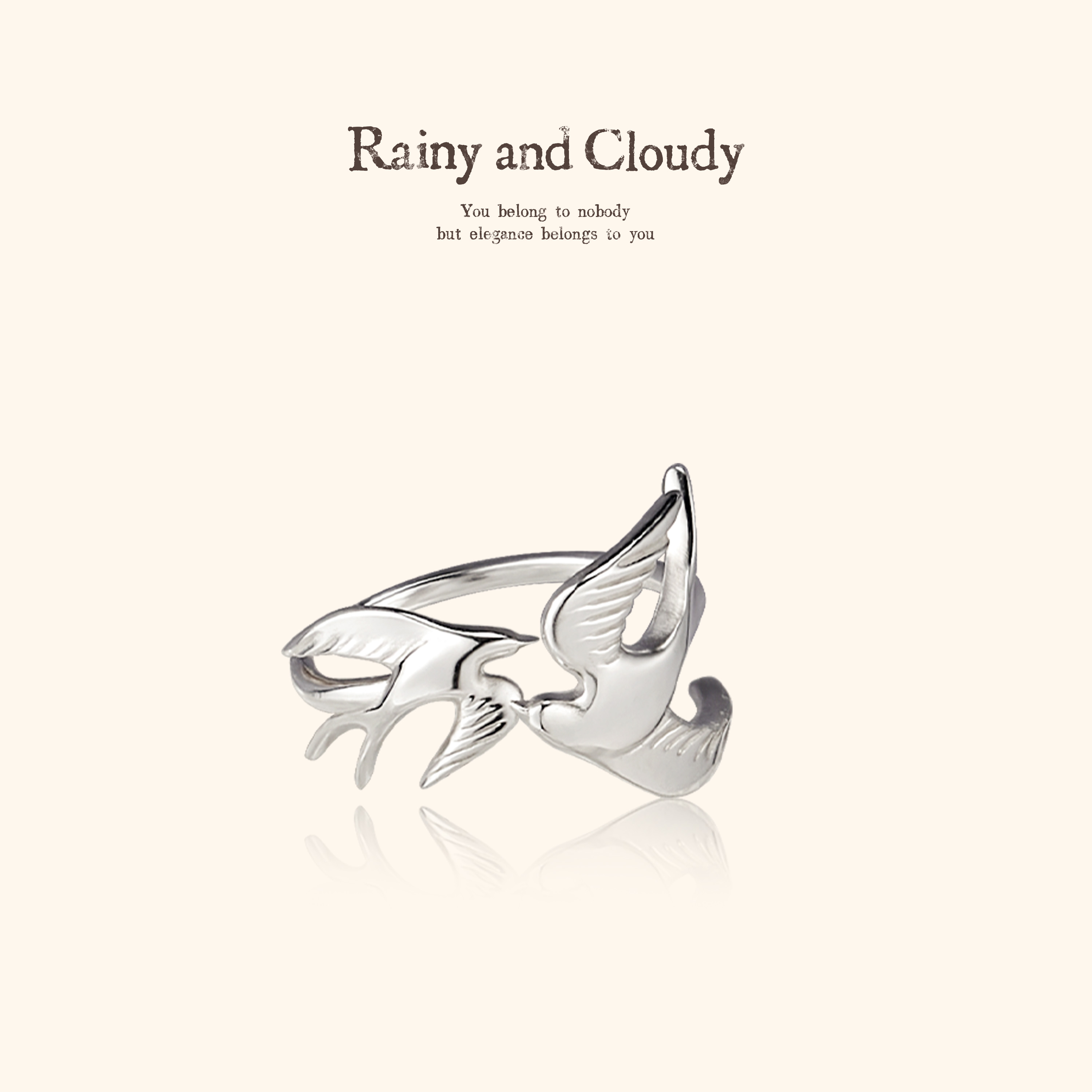 追逐与飞鸟双羽开口戒指