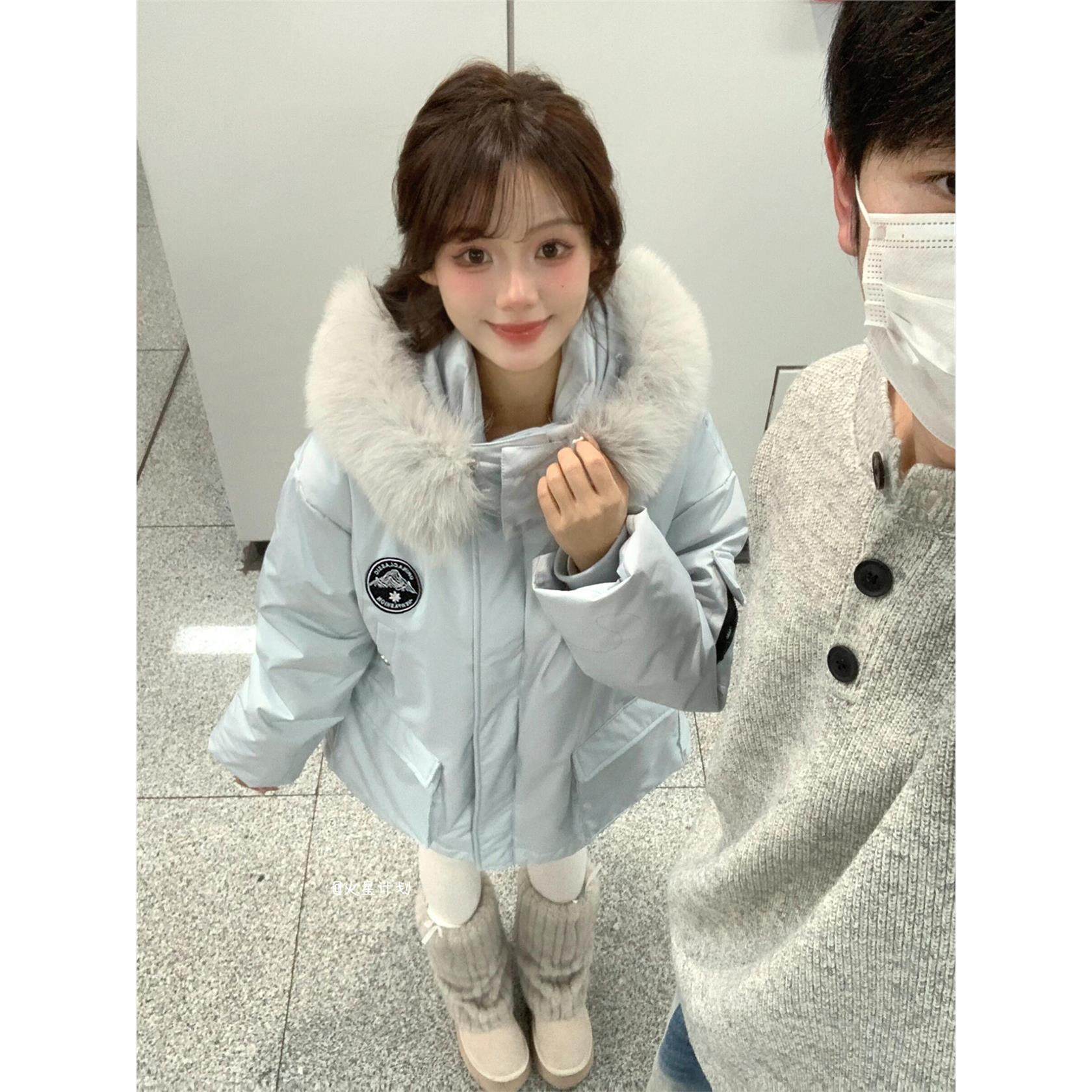 派克服外套2025新款高级感冰川蓝加绒加厚棉衣棉服女工装毛领棉袄,个性定制/设计服务/DIY,棉服工装,淘宝优惠券,粉丝福利购,淘宝优惠卷