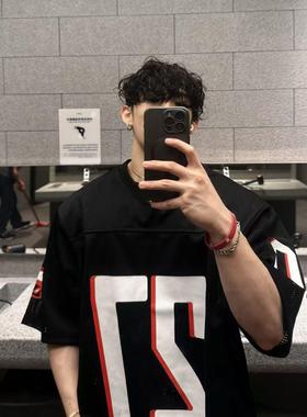 PTOFF复古美式夏季双层网眼透气百搭橄榄球服运动休闲半袖T恤上衣