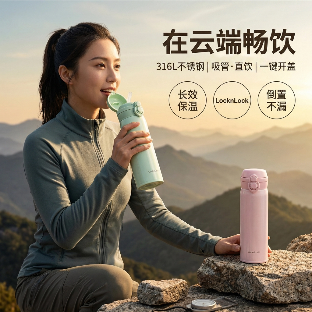 乐扣乐扣吸管保温杯便携运动图片