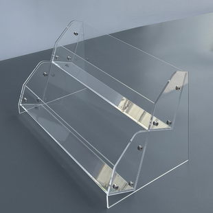 亚克力透明倾斜阶梯陈列架零食架卡牌小货架桌面化妆品粉饼置物架