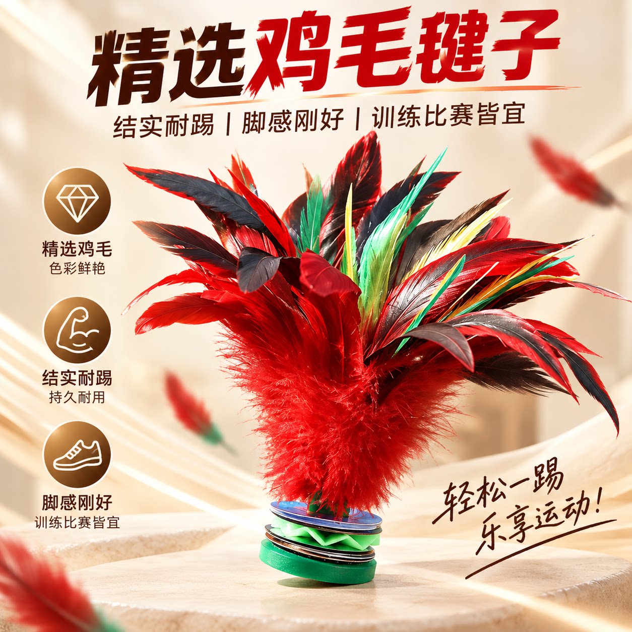 毽子儿童小学生踢鸡毛腱