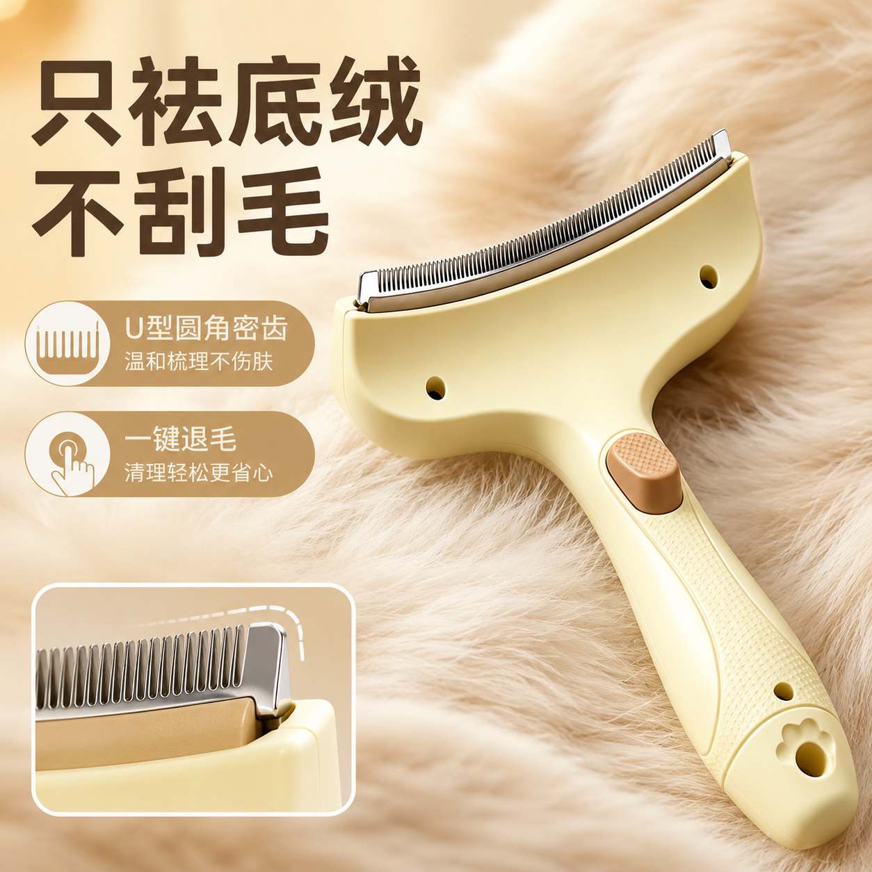 猫毛梳去底绒宠物毛发清理神器狗狗梳毛去浮毛专用梳子猫咪底绒梳图片