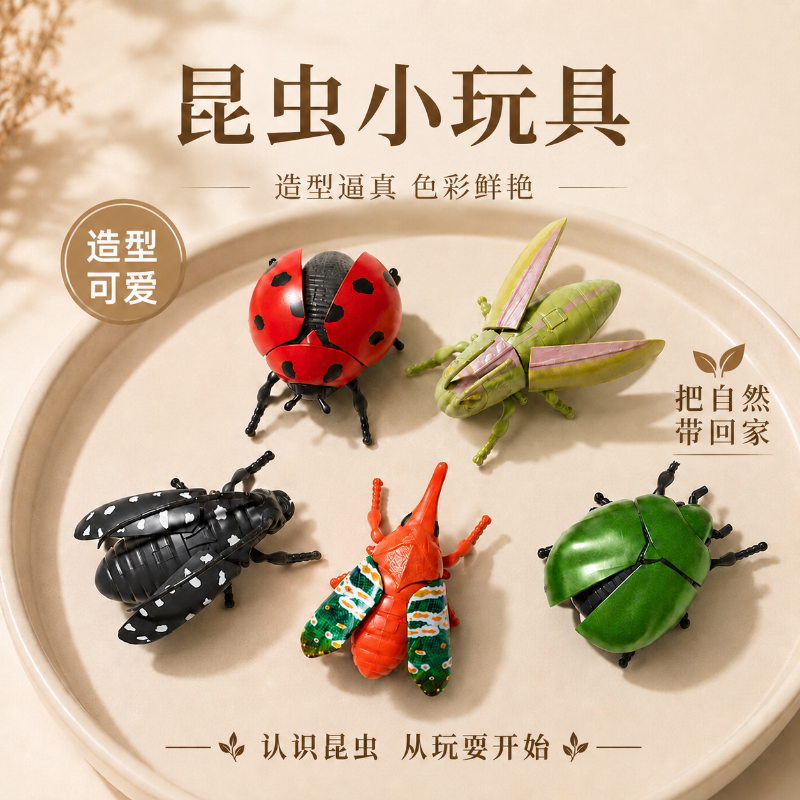 发条有翅仿真昆虫可动玩具套装