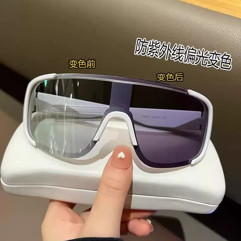 变色镜片日夜二用大框骑行眼镜防风偏光护目夜骑自行车户外墨镜