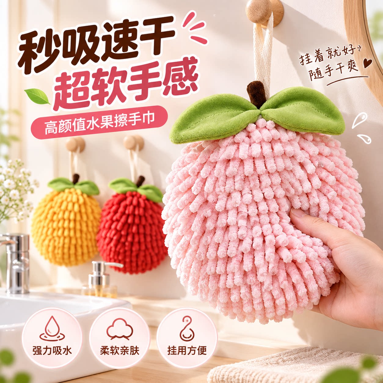 雪尼尔挂式超吸水擦手巾