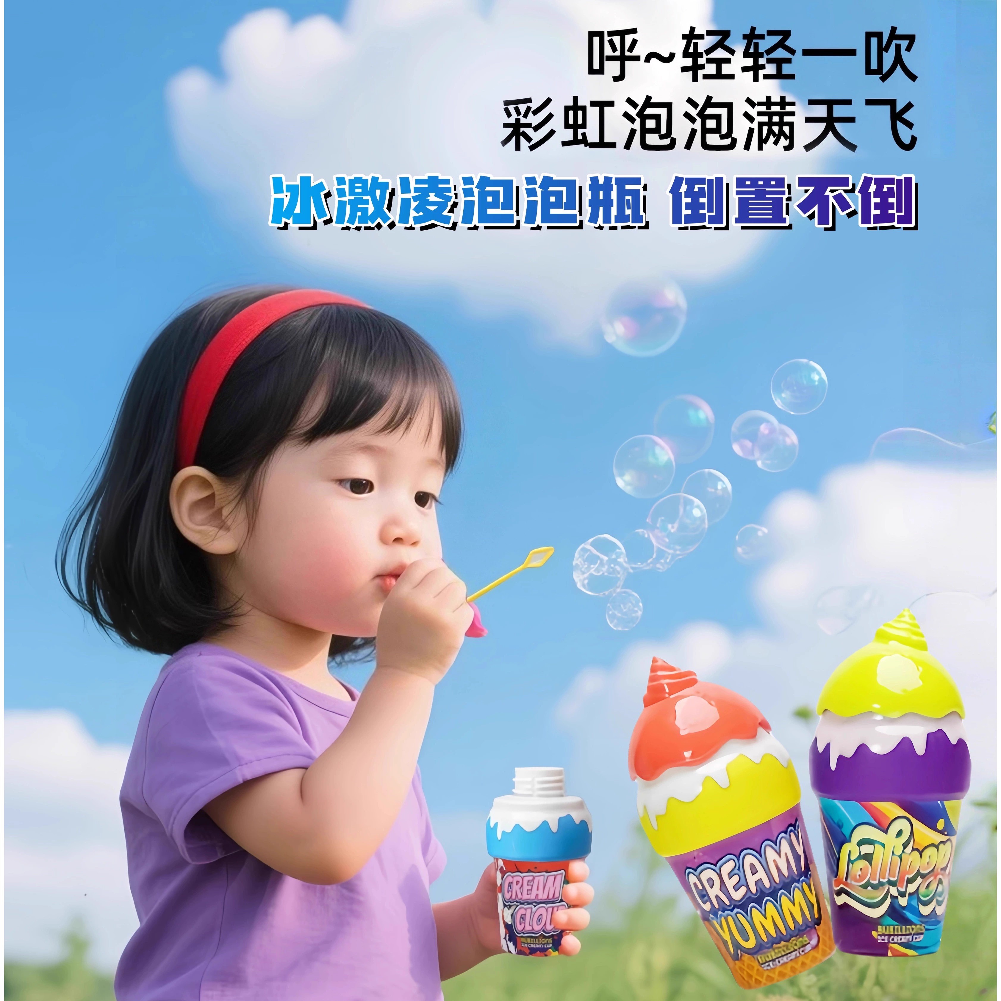 手持户外吹泡泡水冰淇淋泡泡
