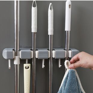 新款拖把挂钩免打孔拖把壁挂夹扫把拖布挂钩免打孔拖把夹卫生