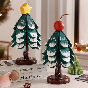 高级感圣诞树隔热垫餐桌摆件创意一棵树实木防烫锅垫折叠杯垫碗垫