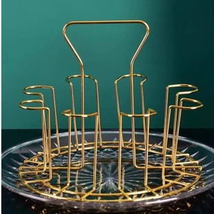 沥水架子杯架客厅收纳家用带置物架 倒挂水杯放挂杯子