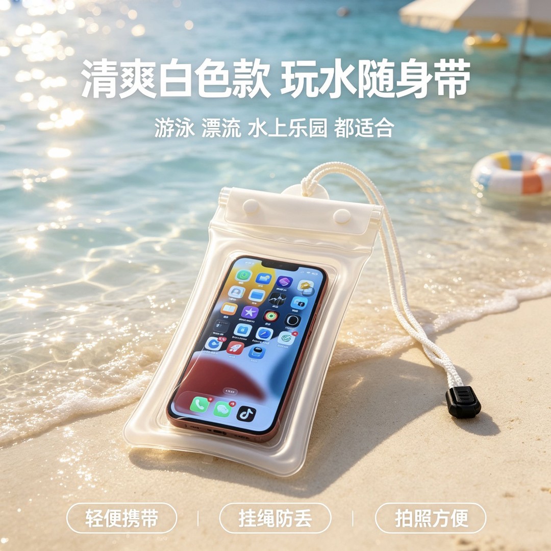 加厚手机防水气囊袋玩水漂流通用高清触屏水下手机收纳袋