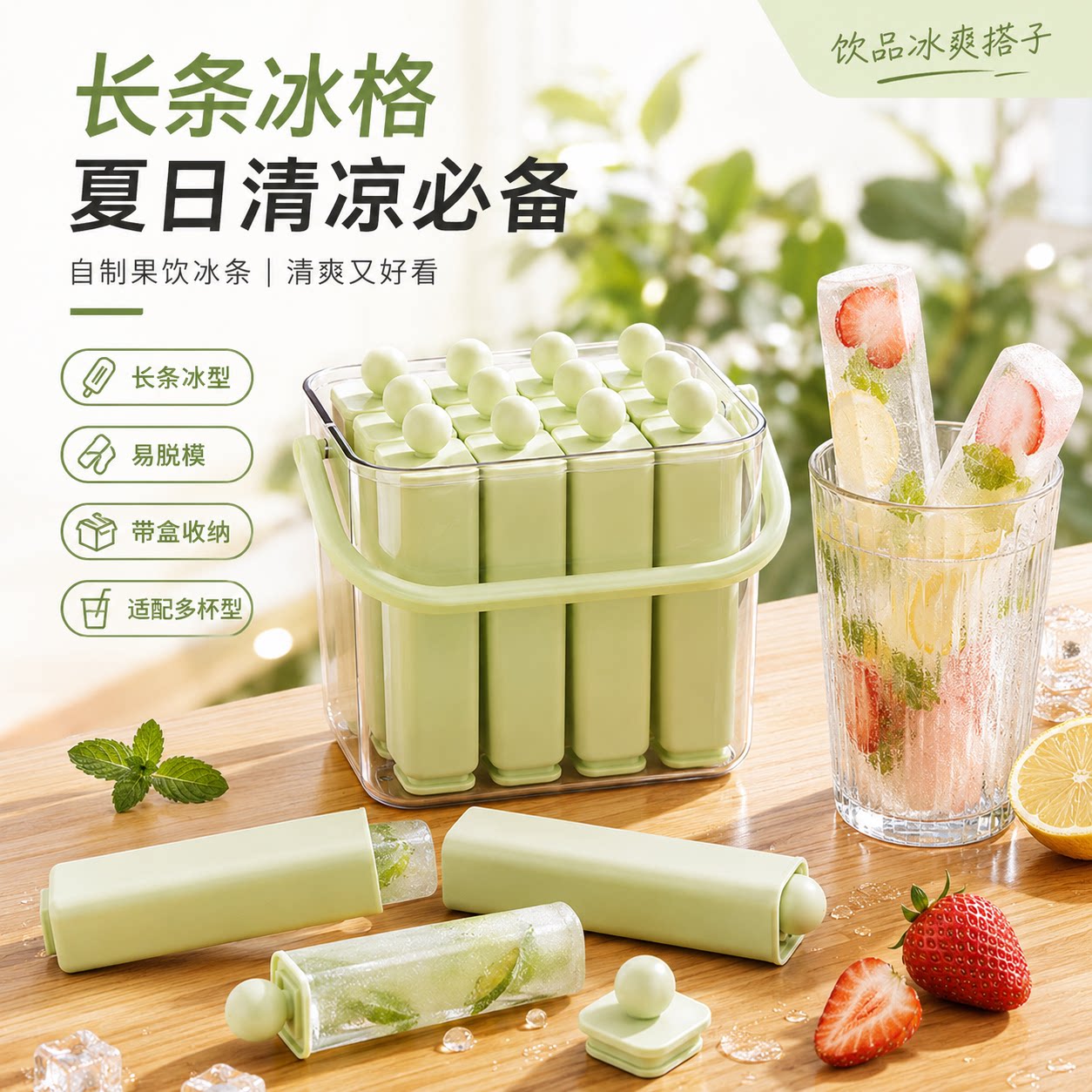 长条硅胶食品级冰箱专用制冰格