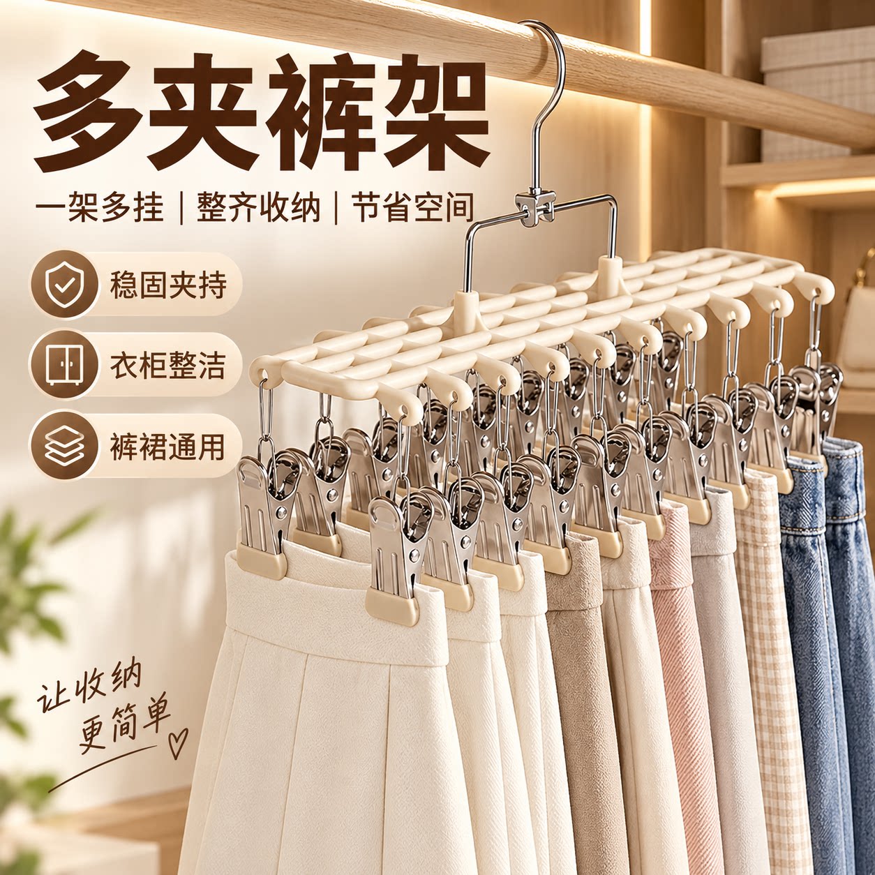 带夹无痕裤裙衣架防滑衣柜