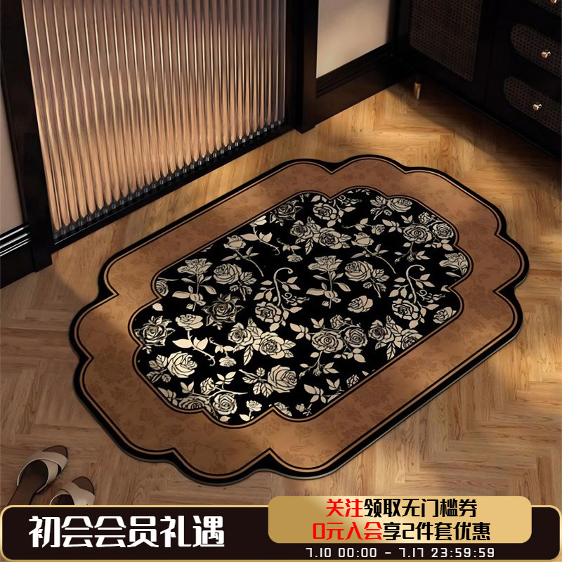 卫生间吸水地垫浴室厕所门口硅藻泥防摔速干防滑脚垫法式中古垫子