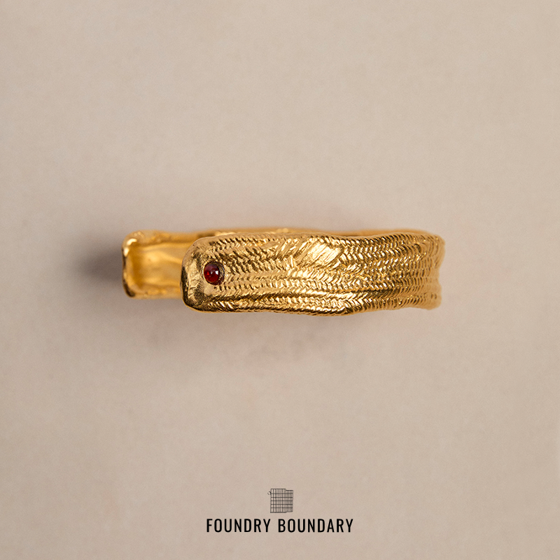 FOUNDRYBOUNDARY布纹手镯窄金色
