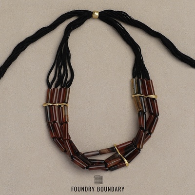 FOUNDRY BOUNDARY渐变玛瑙项链银饰棉绳编织小众气质感原创设计款