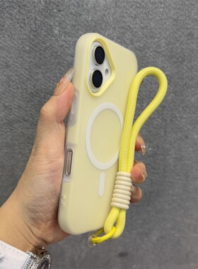 猫娃子适用苹果15手机壳浅黄果冻肤感iphone16promax磁吸新款二合一17pro小众14简约大孔15情侣11个性13plus