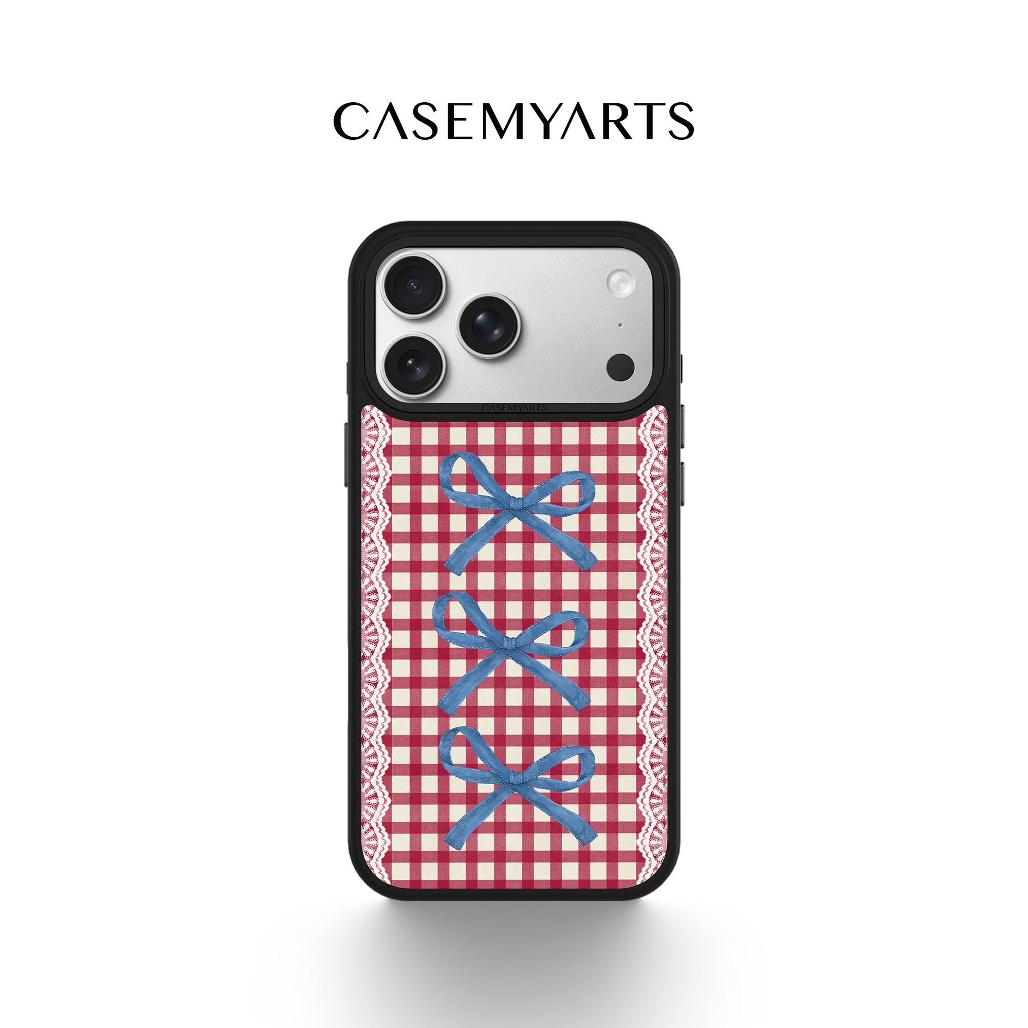 CASEMYARTS格纹蝴蝶结轻薄防摔磁吸苹果手机壳iPhone17/16/15/14/Pro/Max