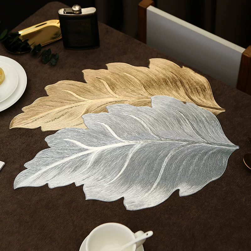 枫叶子装饰杯垫PVC桌垫隔热防滑防水防烫垫轻奢床品厨房餐垫轻奢
