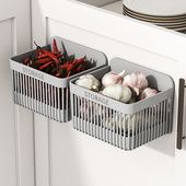 厨房葱姜蒜壁挂篮免打孔壁挂式 墙上挂篮生姜大蒜收纳盒浴室置物架