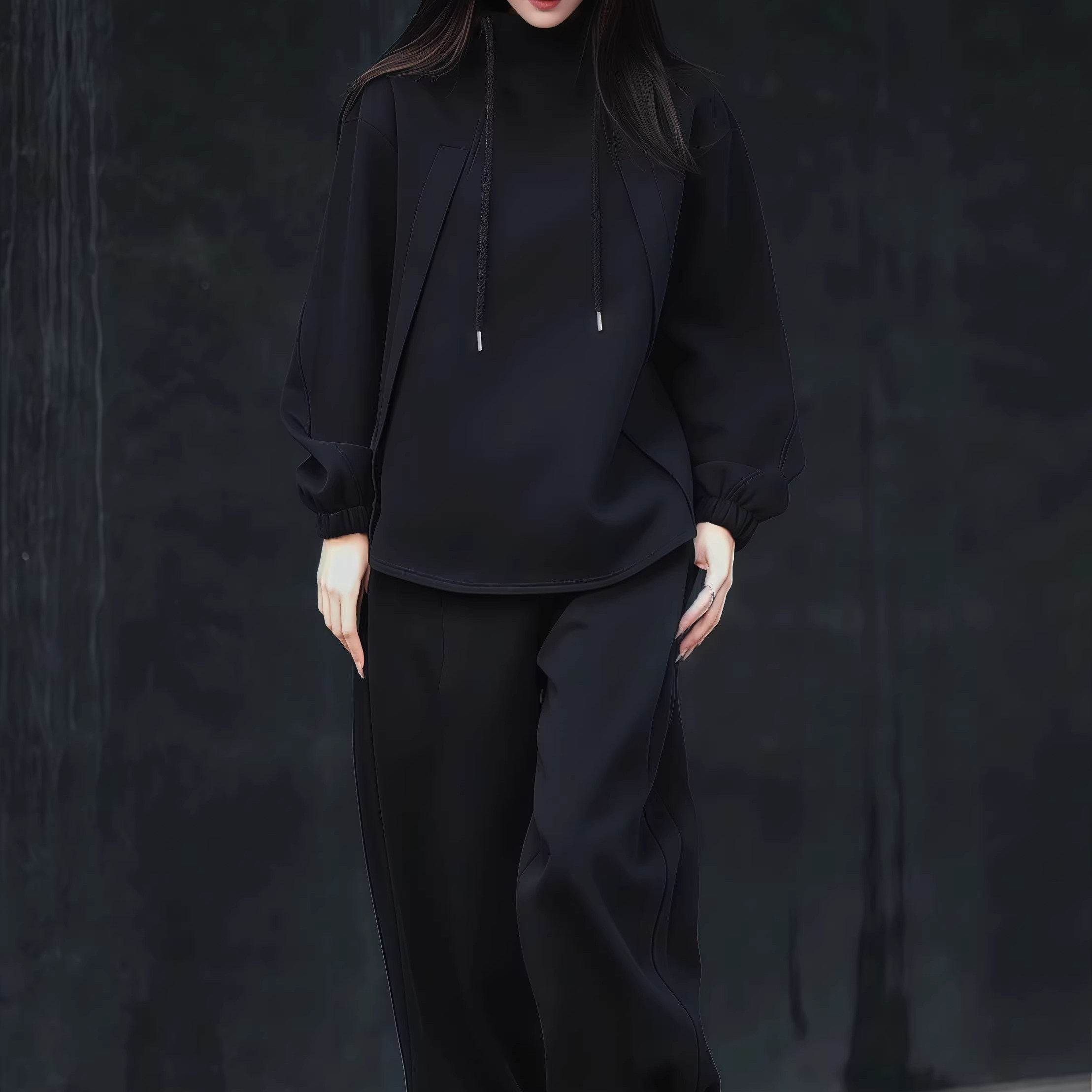 2026纯色连帽运动休闲薄绒套装潮男时尚百搭卫衣卫裤男女同款套装,女装/女士精品,时尚套装,淘宝优惠券,粉丝福利购,淘宝优惠卷