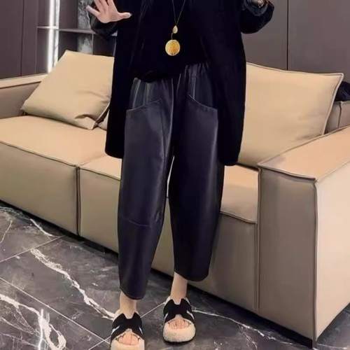 裤加绒保暖大码小个子九分休闲裤