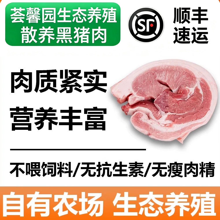 粗饲慢养黑猪肉不用抗生素瘦肉精