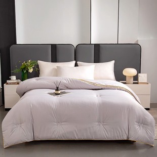 FUANINAIART家纺贡缎提花大豆黄金丝被单双人被子被芯送皮革包装