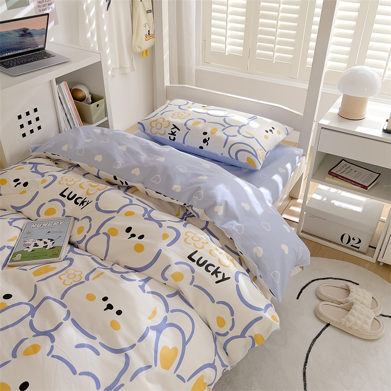 FUANINAIART100%全棉纯棉学生季三件套床单床笠款假一赔十