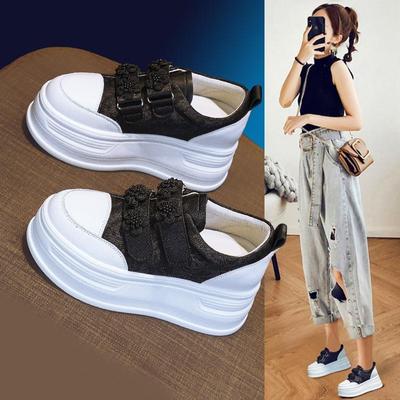 魔术贴小白鞋女2025年秋季新款爆款厚底松糕休闲鞋小个子内增高鞋