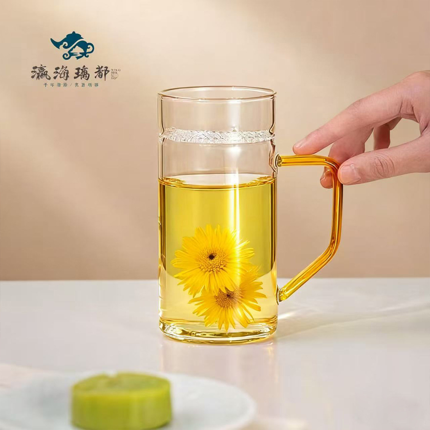 耐热玻璃透明办公花茶杯