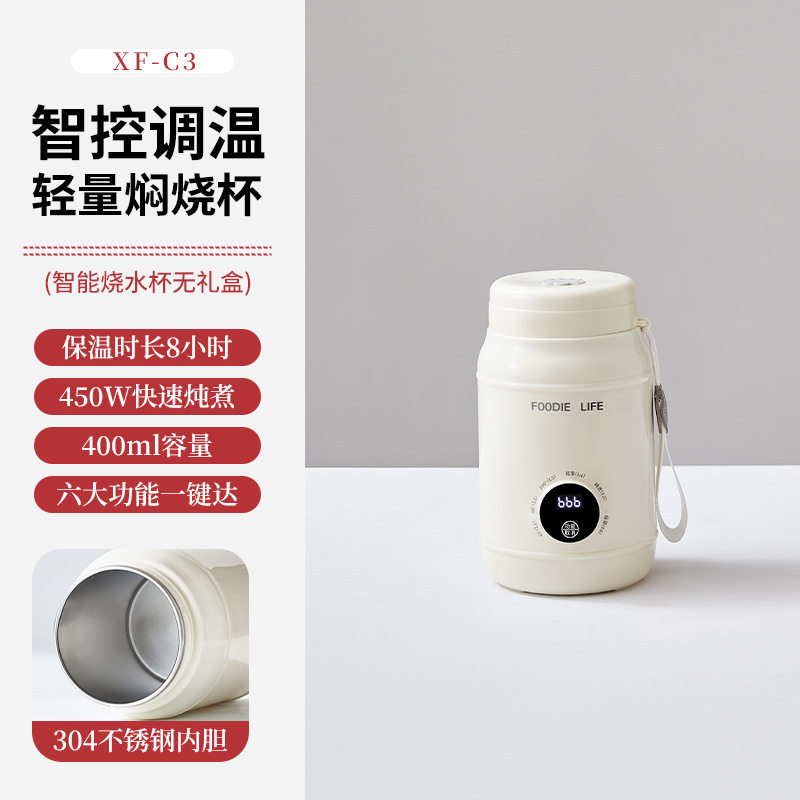外贸304便携式烧水杯45℃暖奶器保温杯泡茶冲奶电炖杯