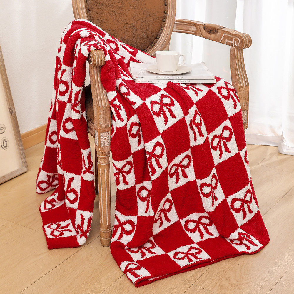 半边绒沙发盖毯毛毯针织毯空调毯ins毯子姜饼娃娃毛绒毯懒人毯