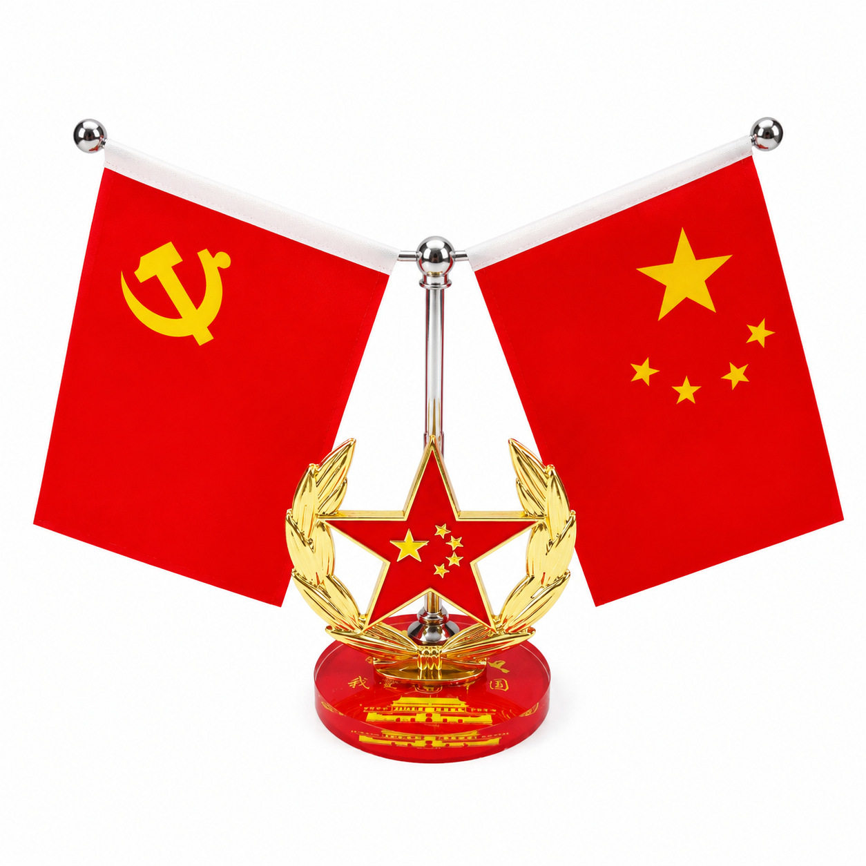 高档水晶汽车红旗摆件车内车载饰品摆件小红旗仪表台