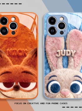 疯狂动物城尼克朱迪手机壳适用苹果17promax狐狸兔子16情侣iphone15卡通14/13pro/12mini/11/x/8plus/xr/xs/7