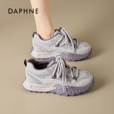 达芙妮秋冬新款百搭时尚德训鞋女加绒厚底增高户外运动休闲女鞋