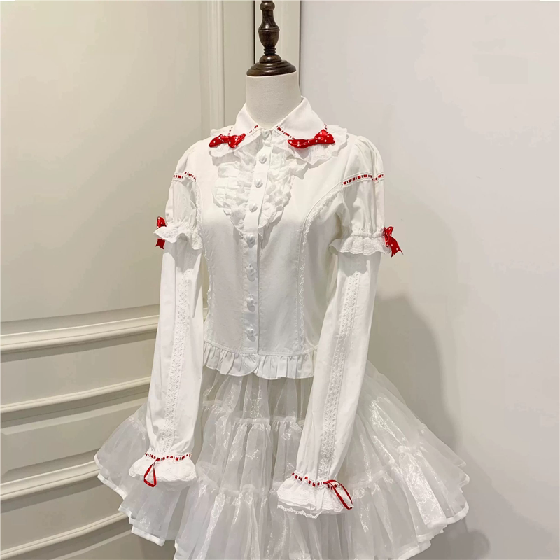 纯棉Lolita内搭百搭日常软妹甜系内搭洋装修身衬衫士多啤梨同款内