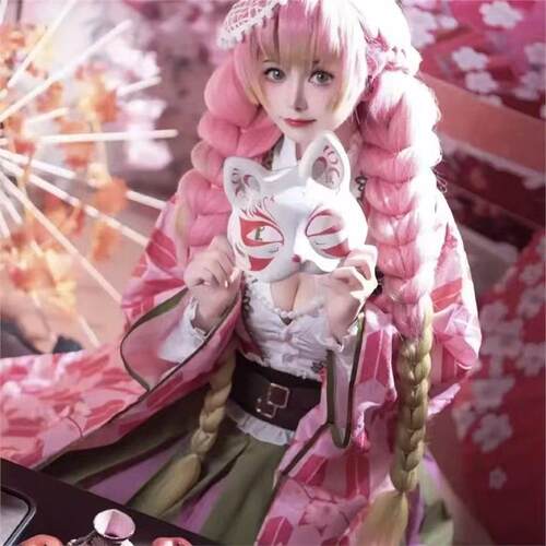 鬼灭之刃cos服甘露寺蜜璃五周年纪念祭cosplay服装女 c服