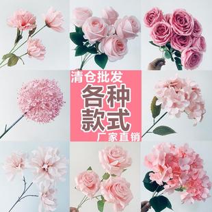 饰花艺 粉色系婚庆仿真花排地排绢花假花材婚礼堂吊顶路引装