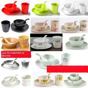 火锅店餐桌四件套碟，匙，杯，筷塑料酒店套酒店商业餐厅三聚氰胺