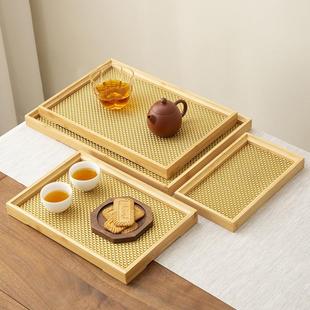 托盘竹木制茶盘家用水杯盘长方形竹盘防滑酒店餐厅托盘烧烤盘咖啡