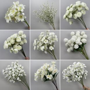 饰花艺 白色系婚庆仿真绢花花材婚礼堂舞台背景插花结婚现场路引装