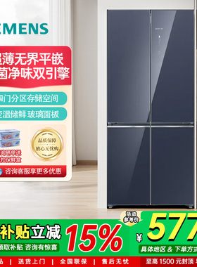 西门子十字四开门497升冰箱超薄机身微平嵌抗菌净味KC82EA256C