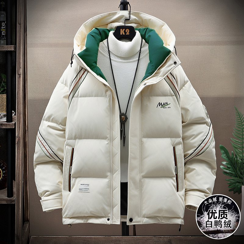 2025新款冬装羽绒服男初高中学生加厚外套冬季美式潮牌连帽面包服