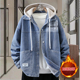 韩版 2025新款 加绒加厚牛仔外套男秋冬季 潮宽松连帽青少年大童夹克