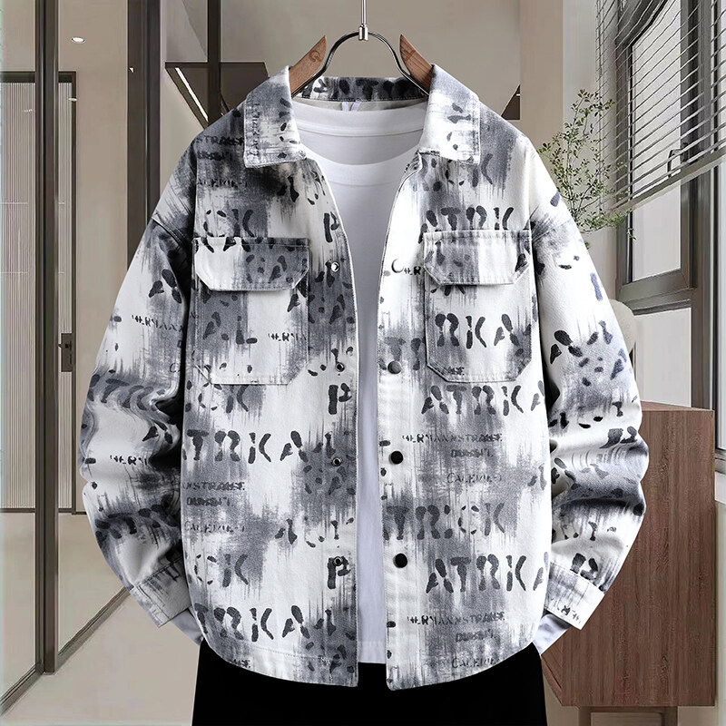 水洗牛仔夹克男春秋季2025新款帅气休闲工装外套男青少年长袖衬衣