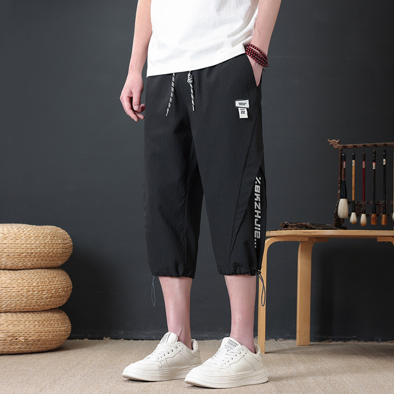 薄款速干七分裤男青少年夏季冰丝运动中裤男孩初高中学生外穿短裤图片