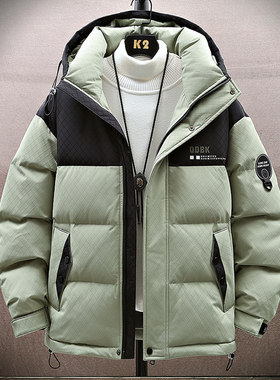 拼接撞色棉衣男2025新款韩版潮流百搭羽绒棉服外套青少年男装棉袄